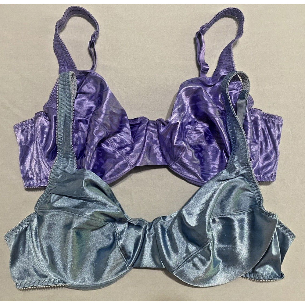 Vintage Vassarette 38C Lot of 2 Satin Nylon Full Coverage Bra Underwire